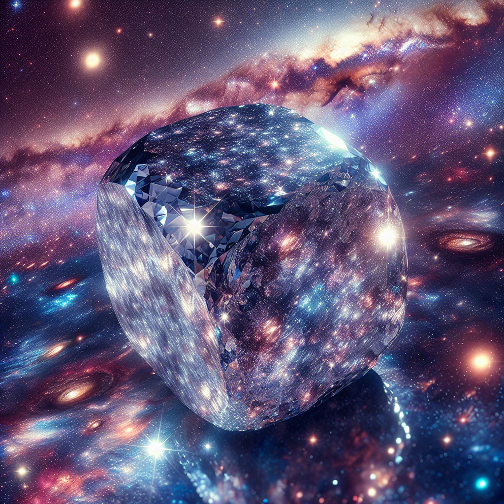 The sparkling expanse of the cosmos is crowded with celestial bodies of all kinds. A particular unusual phenomenon has captivated astronomers: a massive, diamond-like iceberg floating in the void of space. Its surface, shimmering with multitudes of colors under the cosmic light, seems to hold the secrets of the universe. In the distance, galaxies with swirling patterns of bright stars and the intermittent flashes of distant supernovas complete the mesmerizing spectacle. Capture this vibrant, cosmic iceberg in all its grandeur, glittering brilliantly against a backdrop of the infinite universe.